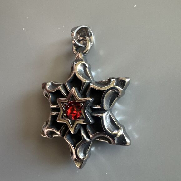 Star Of David Stainless Steel Six Pointed Star Gemstone Pendant Chain Zirconia - Picture 2 of 5